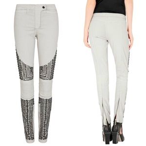 SASS & BIDE New Moon Denim Waxed Skinny Pants w/ Embellishments Gray Size 25 NEW